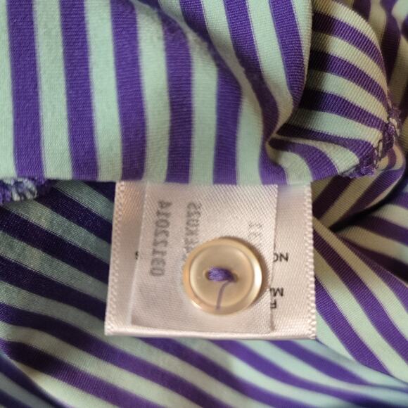 Peter Millar Summer Comfort Polo Shirt Men Large Purple Striped Performance Golf - Picture 6 of 9